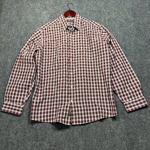 Eddie Bauer Shirt Mens Large Wrinkle Free Relaxed Fit Button Down Red Plaid
